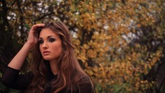 Leaves nature woman brunettes forests