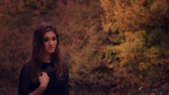 Leaves nature woman brunettes forests