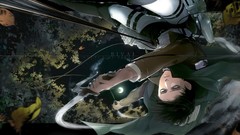 Leaves night moon Anime short hair black hair shingeki no 