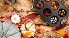 Leaves orange still life little pumpkins