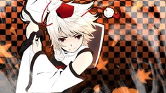 Leaves orange weapons hats shield white hair maple-leaf red 