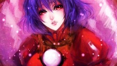 Leaves red goddess red eyes Ropes touhou mirrors purple hair 