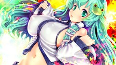 Leaves snakes navel maple-leaf skirts multicolor long hair 