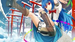 Leaves snow winter dress hats peaches red eyes buildings bows 