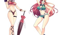 Leaves Stars Umbrellas white background hats navel red eyes 