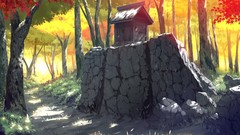 Leaves stones nature Trees autumn paths sunlight forests 