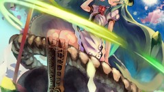 Leaves stones sun clouds dress hats cane peaches red eyes 