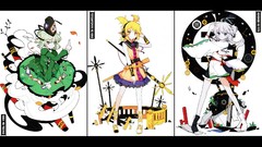 Leaves text weapons headphones dress white background hats 