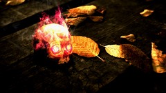 Leaves Textures yellow fire red dead abstract glow Wood flames 