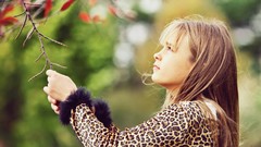 Leaves Trees branches woman blondes
