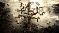 Leaves Trees hummingbirds Desktopography