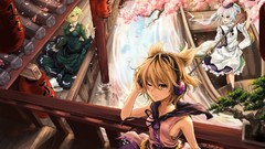 Leaves Trees water headphones Boats dress hats staff white hair 