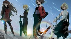 Leaves weapons blood Excalibur tie Knives saber red eyes gloves 