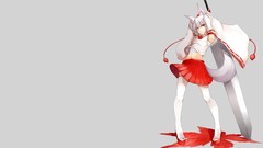 Leaves weapons gray background hats navel white hair maple-leaf 