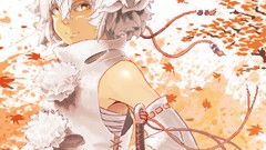 Leaves weapons hats white hair Swords anime girls bandages 