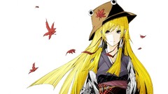 Leaves white background hats goddess blondes long hair touhou 