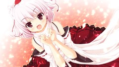 Leaves white hair red eyes anime girls short hair touhou animal 