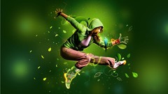 Leaves wind woman digital art