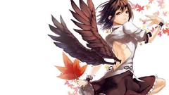 Leaves wings back white background hats maple-leaf red eyes 