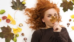 Leaves woman redheads