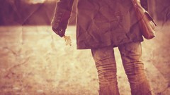 Leaves woman vintage walk