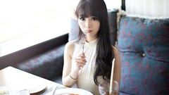 Legs asians bangs models black hair Korean Im Soo Yeon