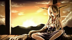 Legs long hair anime girls yellow eyes touhou ibuki suika video 