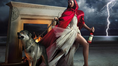 Legs red dress Lightning