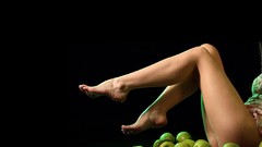 Legs woman apples