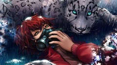 leopard Anime redhead mask Animals big cats Mammals glowing eyes