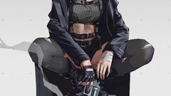 LeoZee illustration white background gun digital art Women