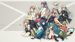 Letters Birds dress tie Laptops boxes Shorts white hair sitting 