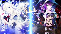 Letters grunge anime girls light blue