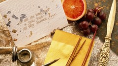 Letters oranges grapes letter Knives pens