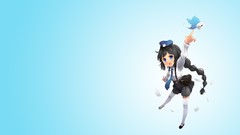 Letters tie hats blue background Twitter skirts long hair anime 