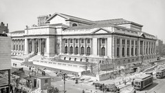 Library buildings historic streets new york city grayscale