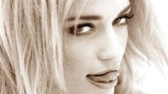 Licking sepia faces eyes