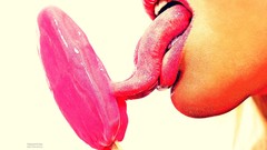 Licking tongue pink ice