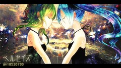 Light Anime blue hair anime girls hatsune miku vocaloid green 