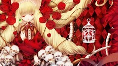 Light dress red eyes skulls blondes long hair