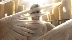 Light heaven wings feathers angels anime girls bandages artwork 