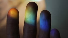 Light multicolor hands fingers