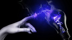 Light purple Lightning smoke hands science fiction artistic