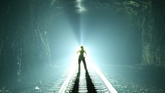 Light silhouettes railroad tracks tunnels railroads