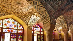 Light stained glass Islam iran mosques shiraz