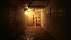 Light tile corridor abandoned hallway