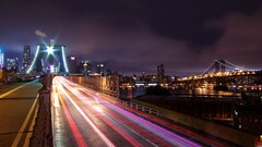 light trails Bridge City Lights new york city USA traffic night