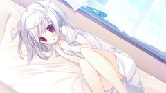 Light white hair red eyes blush anime girls game cg shiro Shiro 