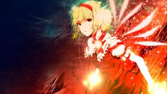 Light wings dress red eyes Ribbons red dress beams blondes 