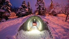 Light winter snow tunnels